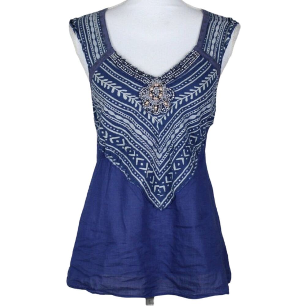 Free People Beaded Lace Up Cut Out Top Size XS